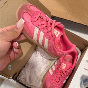 adidas Kids Samba Sneakers - Pink with White Stripes